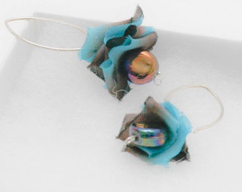 Silk sterling flower earrings