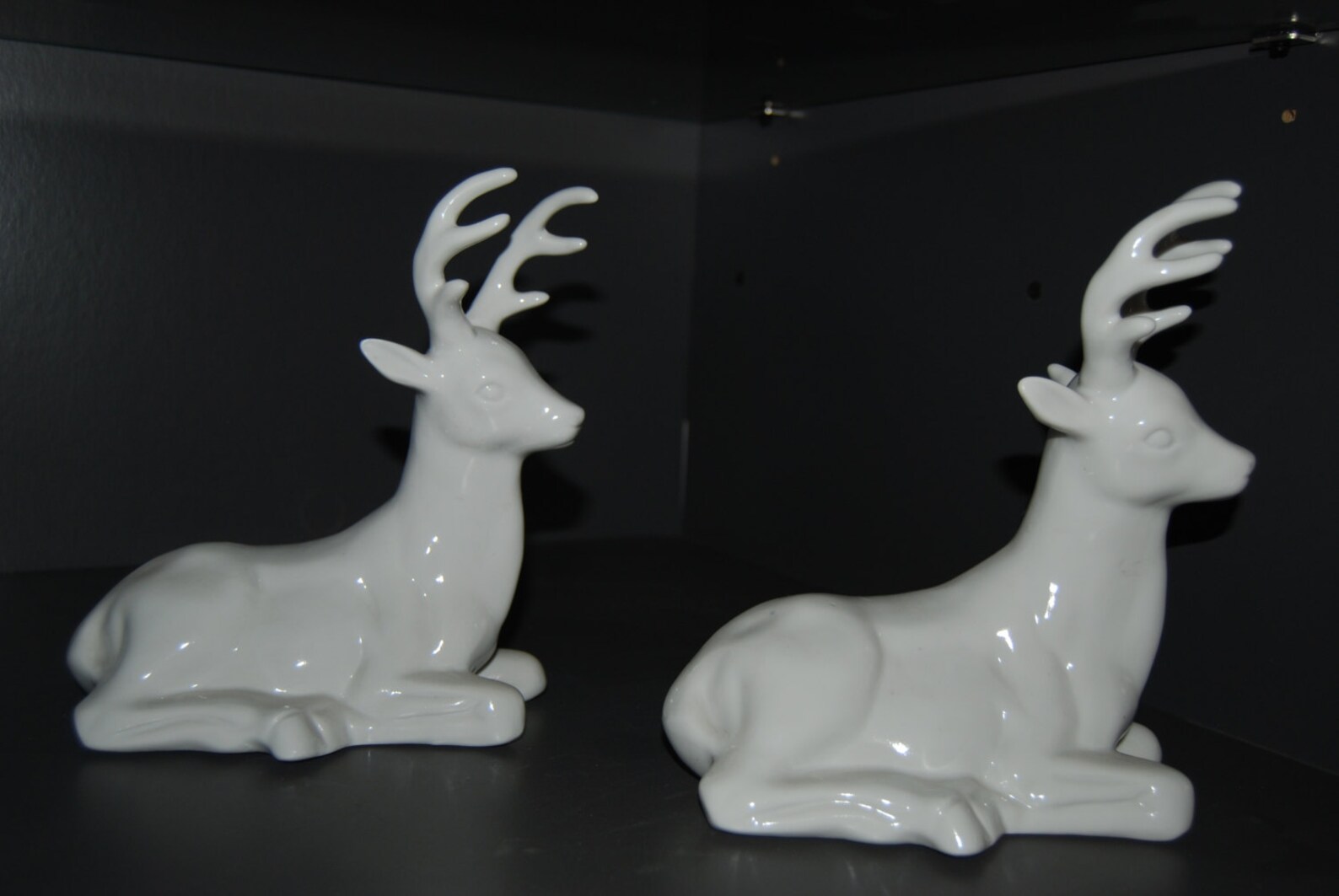 Christmas Decor. White Porcelain Reindeer Figurines. Holiday Etsy
