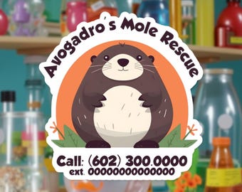 Rescate del topo de Avogadro / Pegatina con chistes de química / Regalo para profesor de química / Pegatina impermeable para portátil o botella de agua