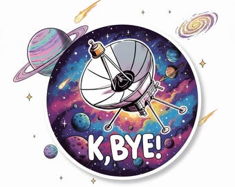 ¡Adiós! La sonda espacial Voyager abandona el sistema solar (versión vibrante) - Astronomía, Cosmología, Exploración, Viajes Espaciales - Vinilo adhesivo