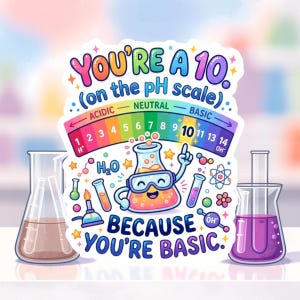 Eres un 10 en la escala de pH porque eres básico - Química científica divertida - Pegatina de vinilo resistente al agua y a los rayos UV - Envío gratis