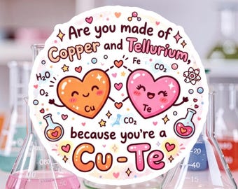 Pegatina divertida de San Valentín con chiste químico / Juego de palabras científico sobre el amor / Regalo de San Valentín con la tabla periódica para químicos / Vinilo adhesivo impermeable