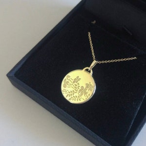 Gold flower pendant, floral necklace, 14K gold necklace for women, vintage style flowers necklace, flowers pendant, unique flower pendant image 2