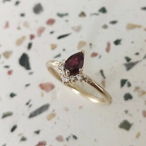 Garnet and diamonds alternative engagement ring