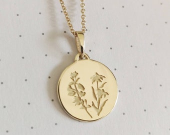 Wildflowers Necklace, 14k gold flower necklace, unique personalized pendant