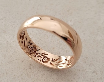 Trouwring geheime tuin, 14k gouden bloementrouwring