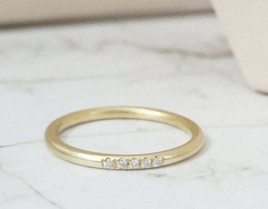 Thin Gold Wedding Band Classic Gold Wedding Band Delicate Etsy