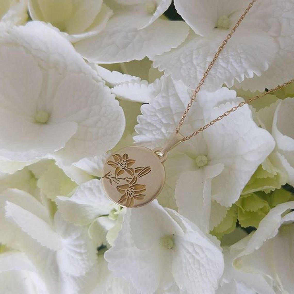 Lily Flower Necklace 14k Gold Unique Personalized Pendant Etsy