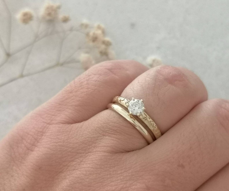 Solitaire diamond engagement ring, Dainty diamond ring, flower diamond ring , diamond wedding ring image 4