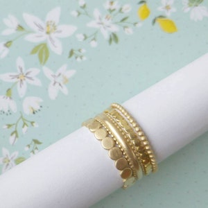 Gold stacking rings set, 14K gold ring set, thin gold stacking rings for women, Four rings stackable set, wedding ring set