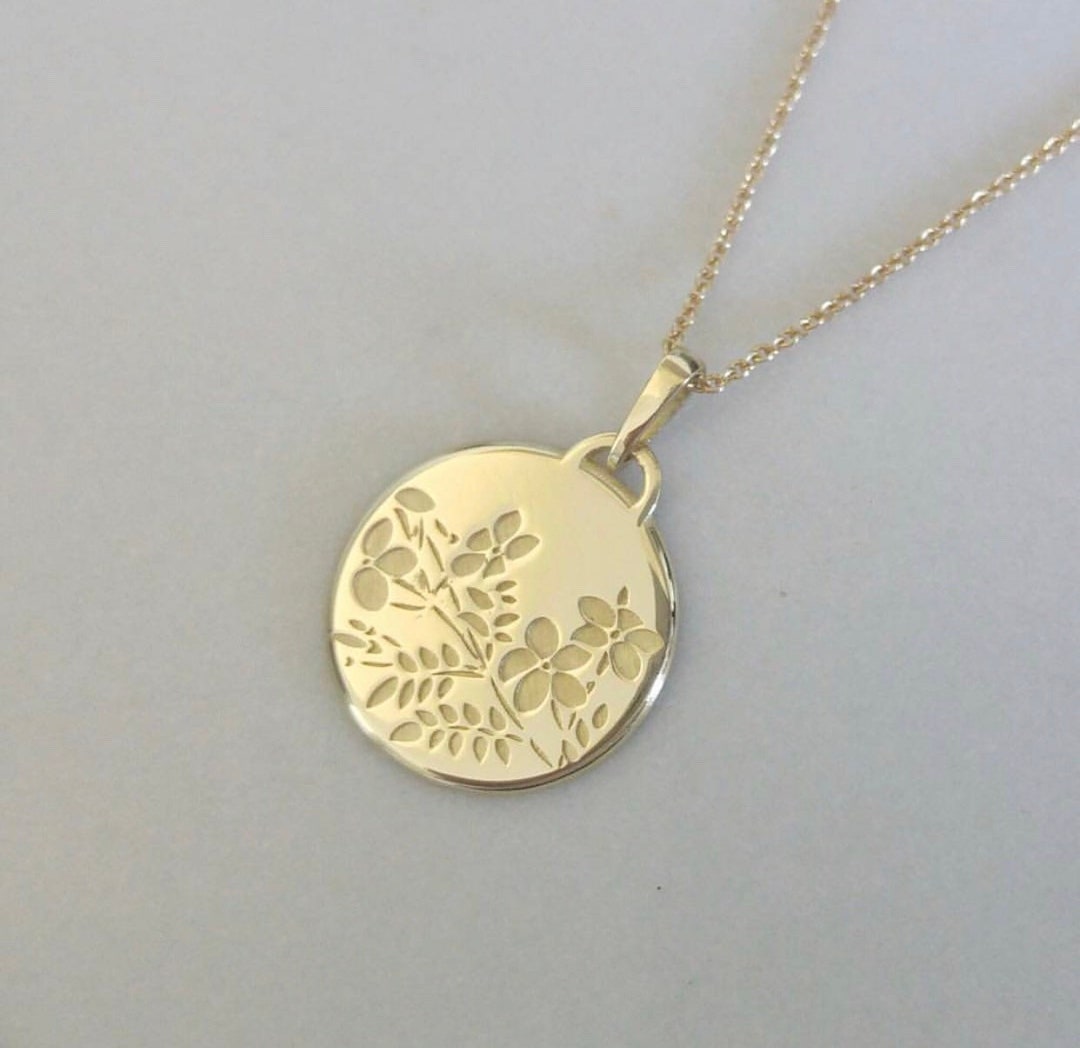 Gold Flower Pendant, Floral Necklace, 14K Gold Necklace for Women ...