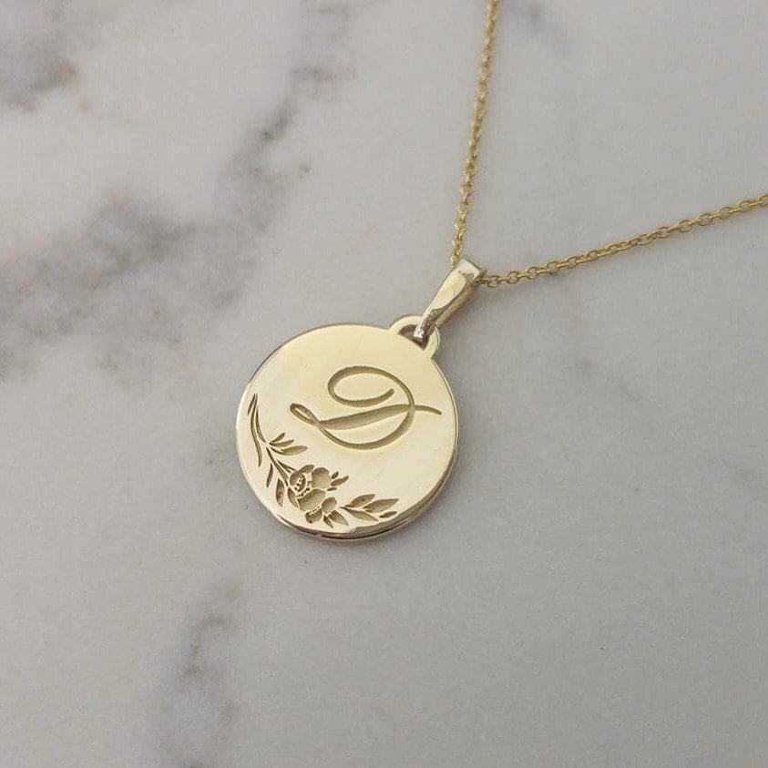 Personalized Necklace 14k Gold Initial 