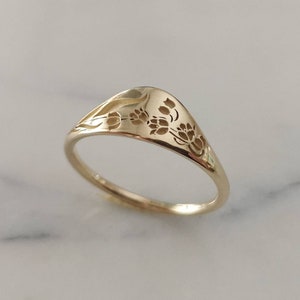 Lily of the valley signet ring, May birthflower ring