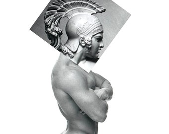 Roman Soldier - Greek God Nude b/w Loose Print Photography Collage