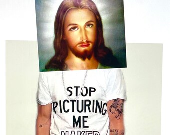 NAKED JESUS - Humor Religious Jesus Tshirt Photo Wall Art Collage