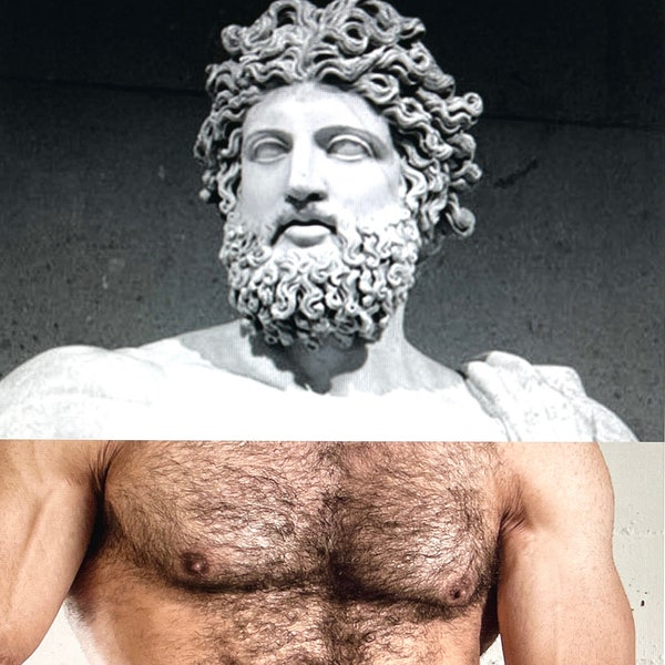 HERCULES - Greek Roman God Hairy Chest Loose Print Photography Collage  Ercole Jupiter Zeus
