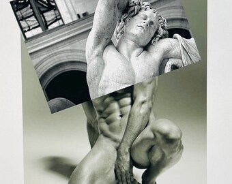 Reclining Nude: Mounted Black & White Collage Print