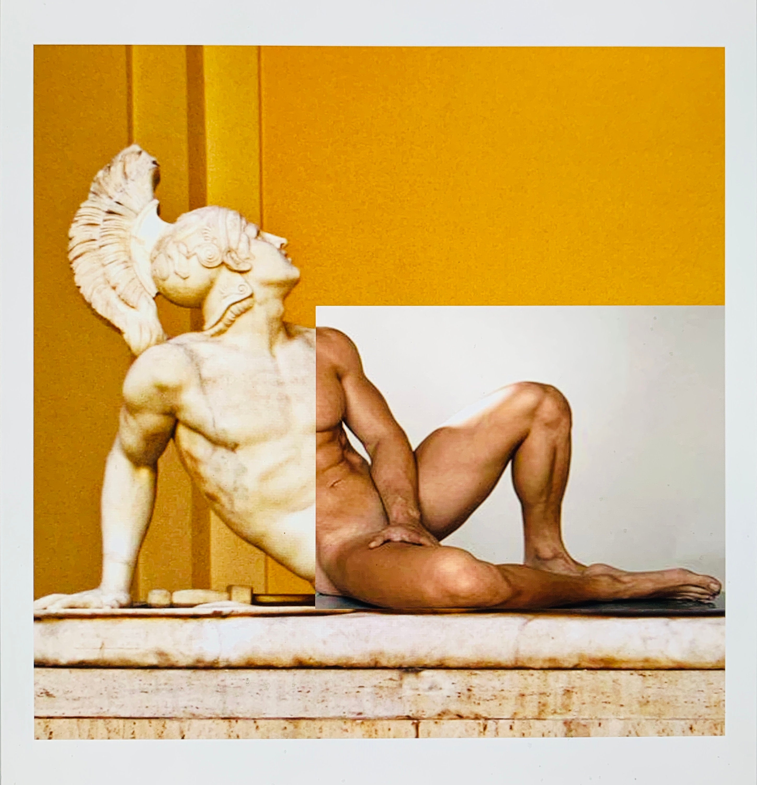Dying Gaul Roman Greek Photo Collage Yellow Male Nude Statue image