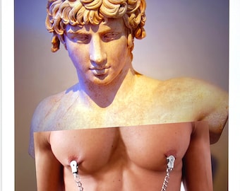 Nipple Clamps- Roman Greek Statue Chest Photo Wall Art Collage