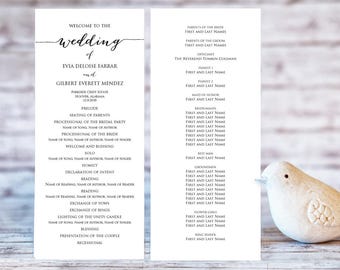 wedding program templates ceremony program template diy etsy