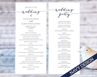 wedding program templates ceremony program template diy etsy