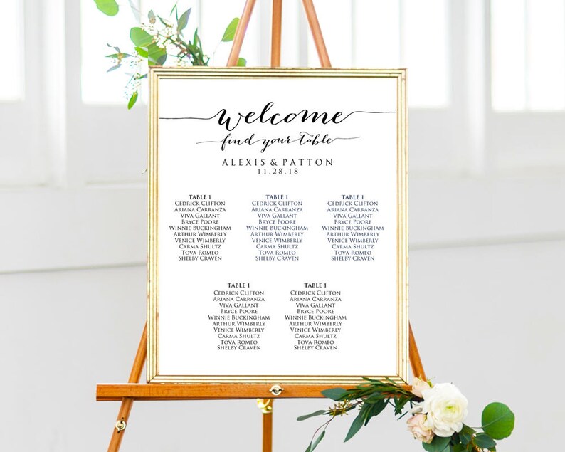 Seating Chart For 5 11 Tables Welcome Wedding Seating Chart Etsy