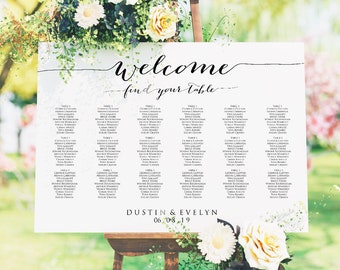 Welcome Wedding Seating Chart Template in FOUR Sizes -  16x20, 18x24, 20x30, 24x36, Wedding Sign Seating Chart Poster, Reception Sign