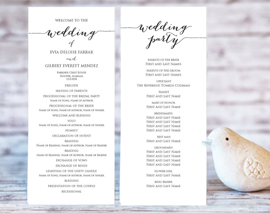 Wedding Program Templates, Ceremony Program Template, DIY Wedding