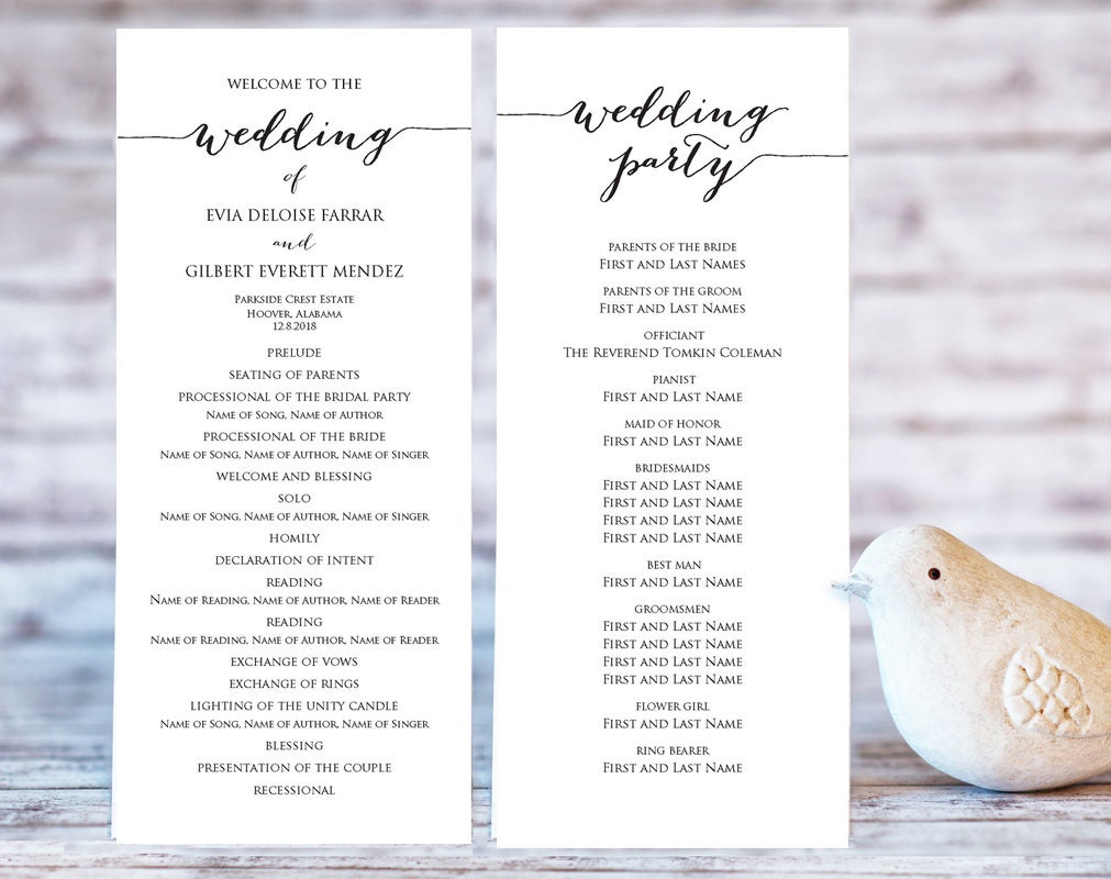 wedding program templates ceremony