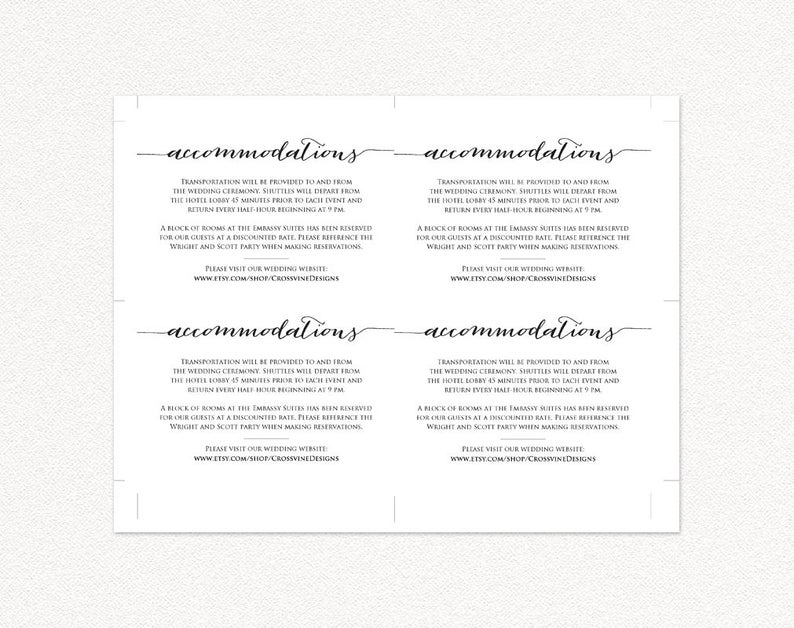Accommodation Card Template Wedding Accommodation Card Accommodations Card Rustic Accommodation Cards Accommodations Wedding Card