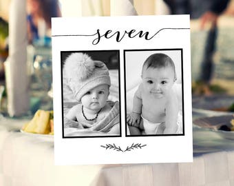 1-30 Personalized Photo Table Numbers Printable Numbers, Photo Table Number Cards Templates, Wedding Photo Cards Printable Templates