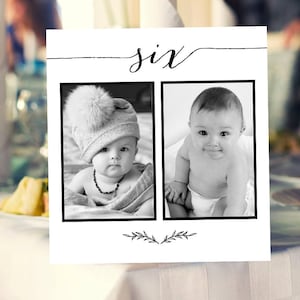 1-20 Personalized Photo Table Numbers Printable Numbers, Photo Table Number Cards Templates, Wedding Photo Cards Printable Templates