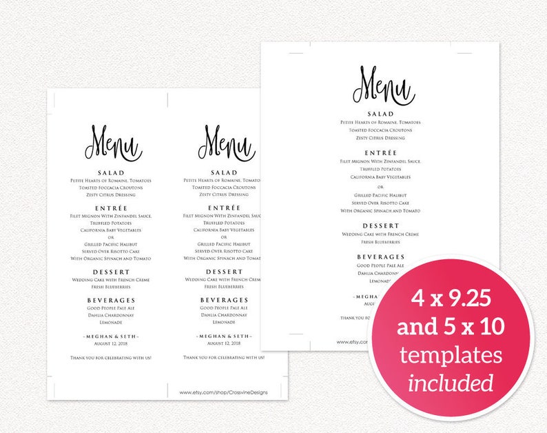 Instant Download DIY Bride Printable Wedding Menu Template Editable Wedding Menu Wedding Menu Templates DIY Wedding