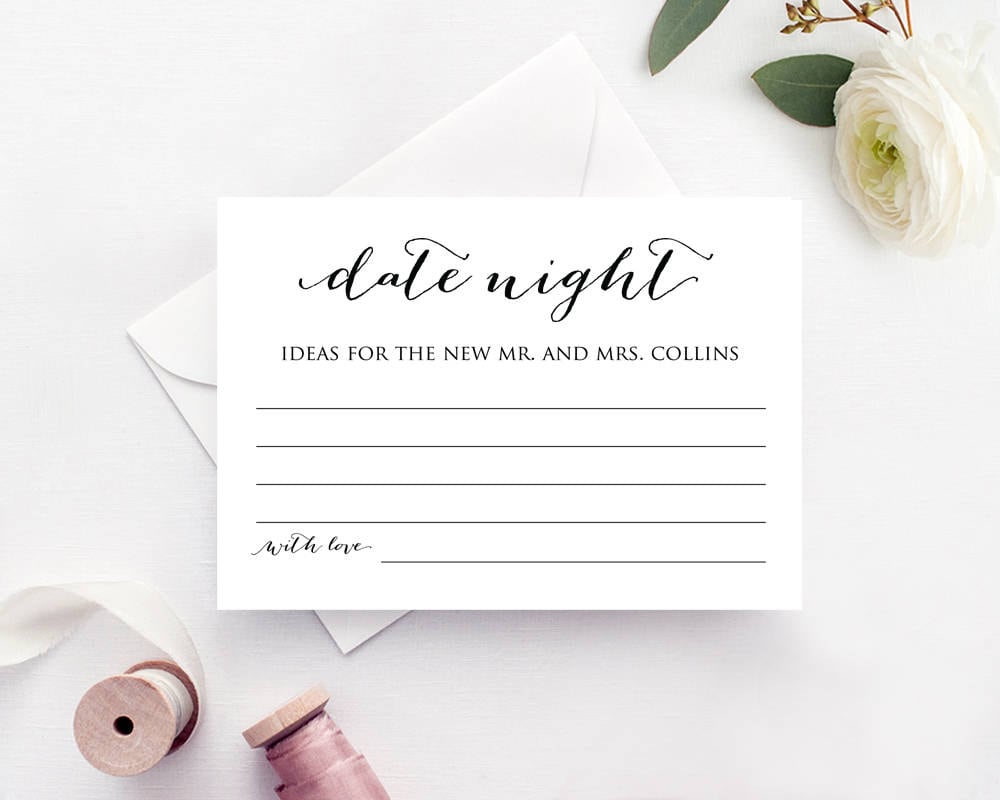 Date Night Ideas Card Template Bridal Shower Game Template - Etsy
