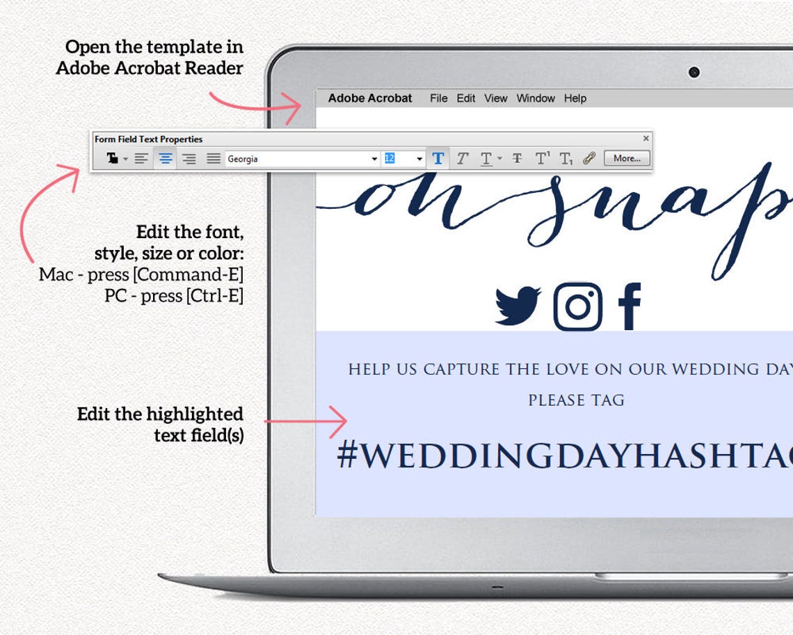 Oh Snap Wedding Hashtag Sign DIY Hashtag Sign Printable - Etsy