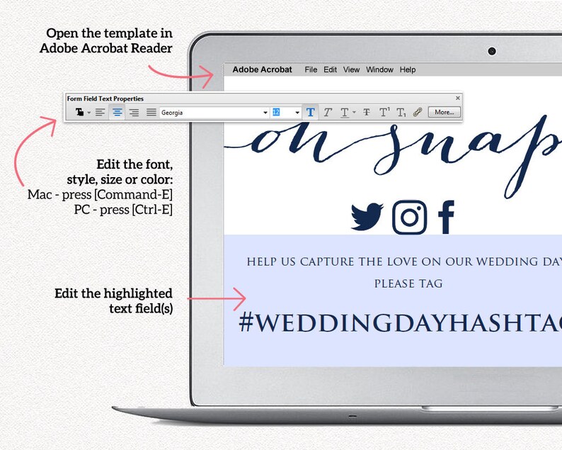 Oh Snap Wedding Hashtag Sign DIY Hashtag Sign Printable - Etsy