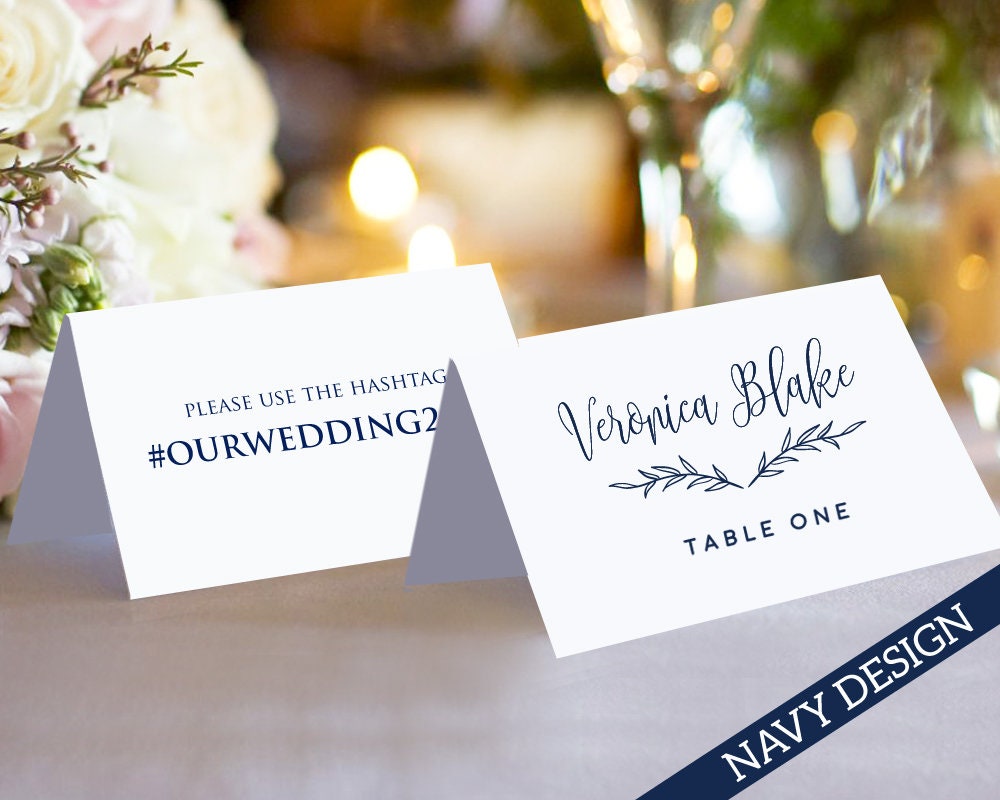Double Sided Place Card Template Hashtag Place Card Place Etsy