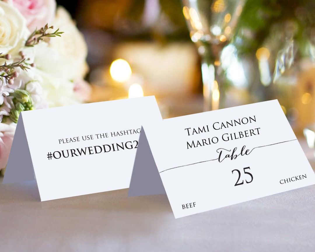 Place Card Template Place Cards With Meal Choice Place Cards Etsy