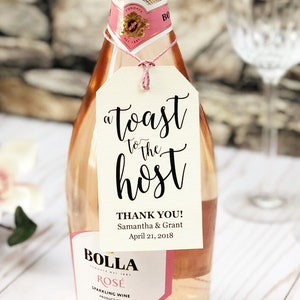 Hostess Gift, Hostess Gift Bridal Shower, Hostess Thank You, Wine Bottle Labels, Thank You Tags, Thank You Tags Wedding, Toast to the Host