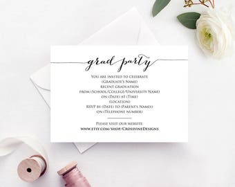 Graduation Party Details Card Insert, Grad Party Information Card Template, Class of 2019 Template, Printable Details Card Templates