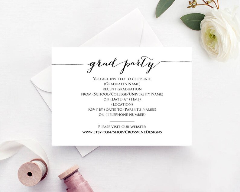 Graduation Party Details Card Insert Grad Party Information Etsy