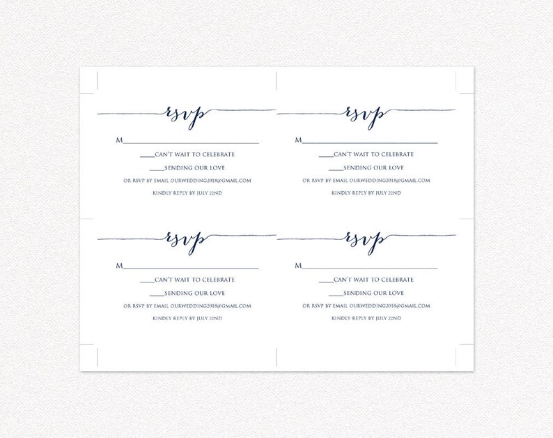 RSVP Card Template Edit &amp; Print Instant Download DIY - Etsy