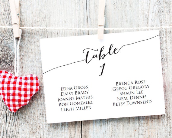 Seating Chart Table Cards