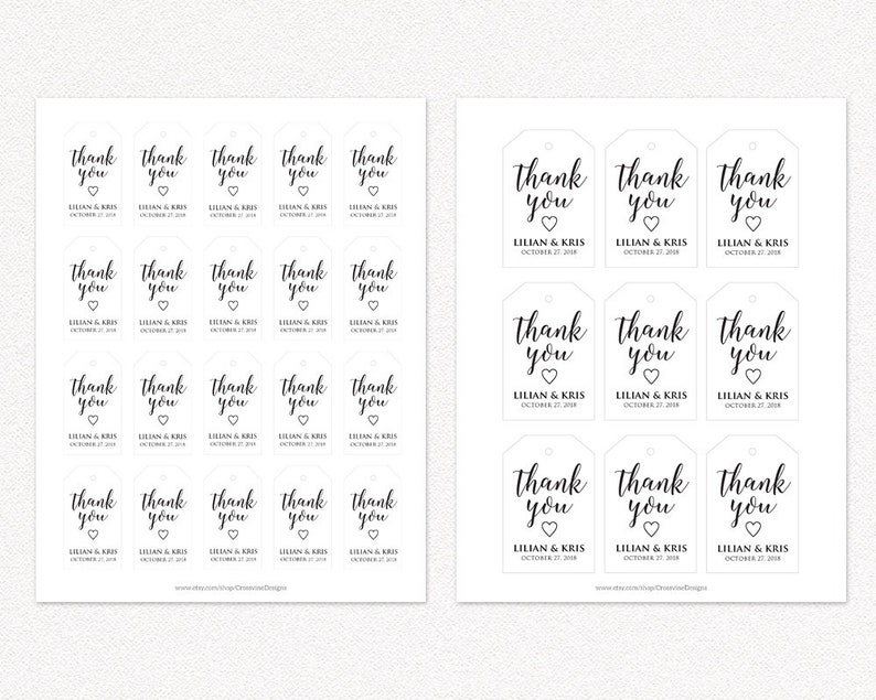 Thank You Tags Wedding Wedding Favors Wedding Favor Tags Etsy