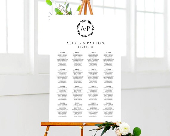 Seating Chart Poster Size