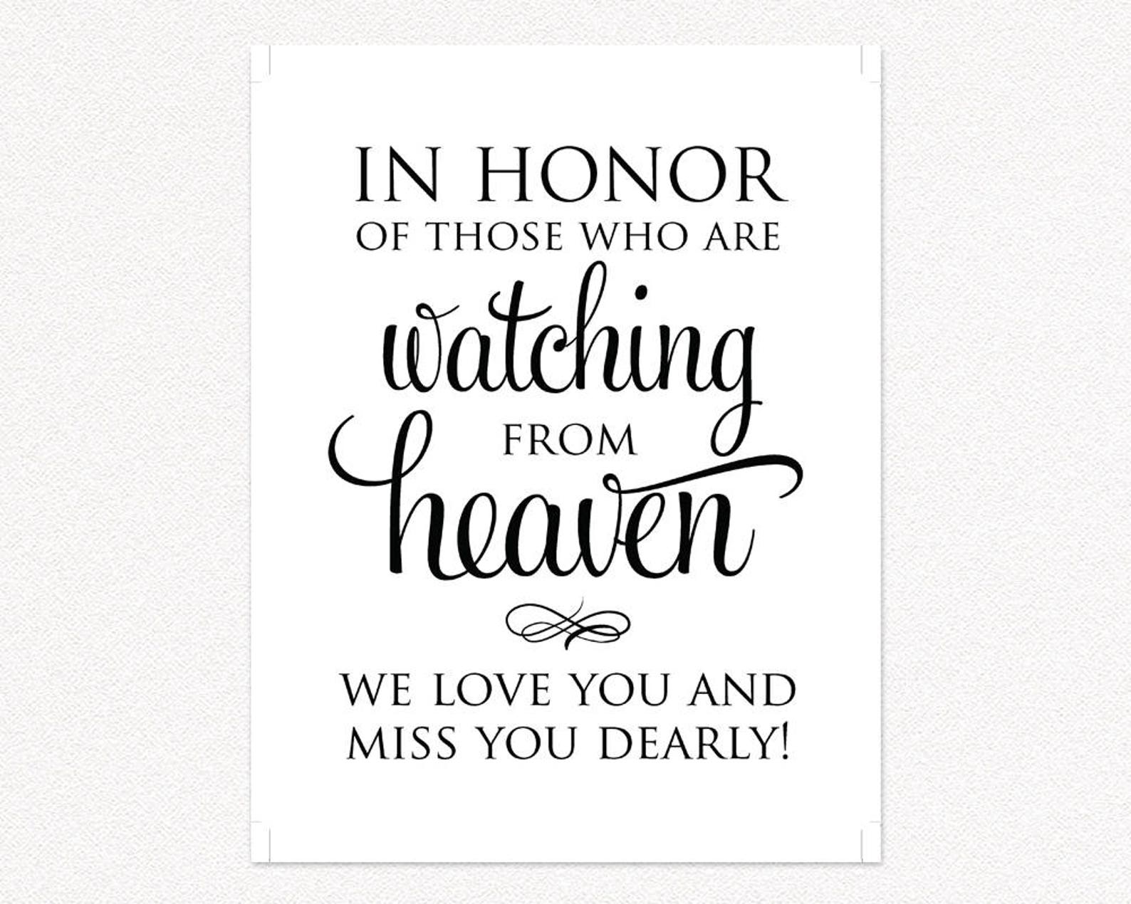 Memorial Sign Wedding Memorial Table Sign Wedding Sign DIY Etsy