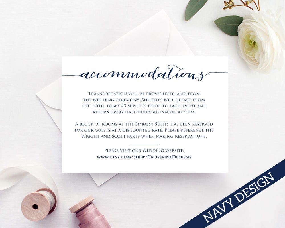 Accommodation Card Insert, Wedding Information Card Template, DIY Bride  Invite Template, Printable Wedding Details Card Templates Throughout Wedding Hotel Information Card Template