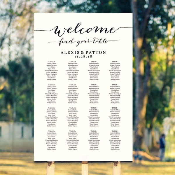 Wedding Seating Chart Template, Seating Chart Printable, Seating Plan, Seating Chart Poster, Wedding Seating Sign, Table Plan Template