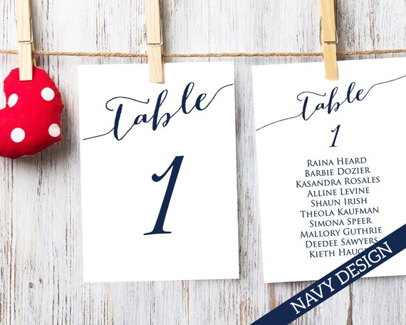 Table Seating Chart Cards