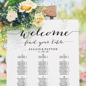 Seating Chart, Seating Chart Wedding, Alphabetical Seating Chart Template, Seating Chart Poster, Seating Chart Board, Wedding Seating Sign image 2